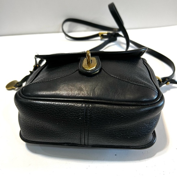 Vintage Dooney & Bourke Black Leather Crossbody Bag with Brass Gold Toned-Detail - Picture 14 of 16